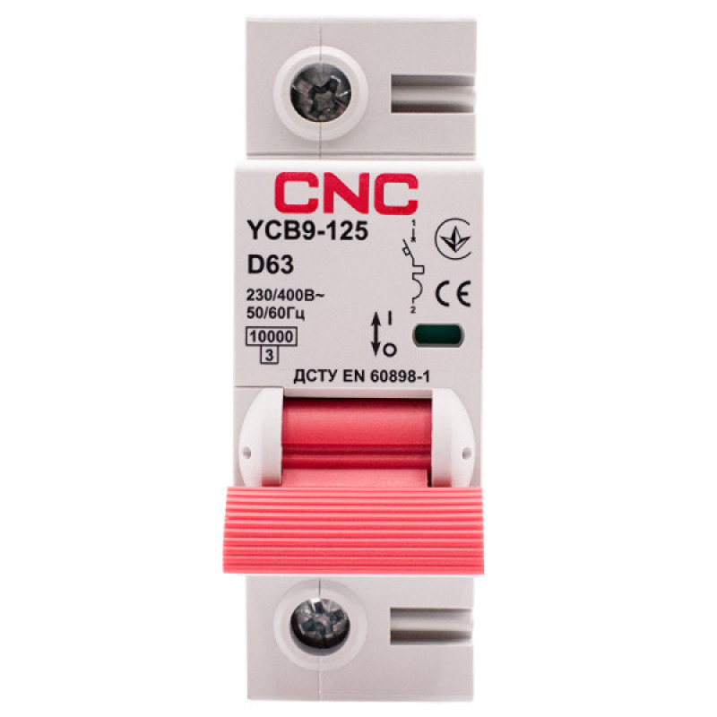 Автоматический выключатель CNC YCB9-125 1Р 63А 10kA D