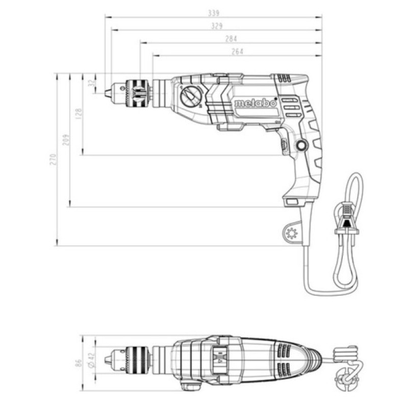 Ударная дрель Metabo SBE 800 26/10Нм 800Вт 0-1200/0-3200об/мин 18/40/13мм (601744500)