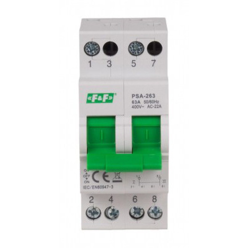 Переключатель сеть-генератор F&F PSA-263 I-0-II 63A
