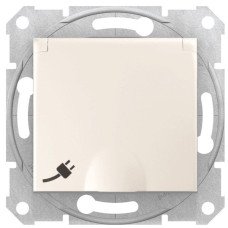 Розетка Schneider Electric Sedna SDN3100323 IP44 с крышкой и с защитными шторками (слоновая кость)