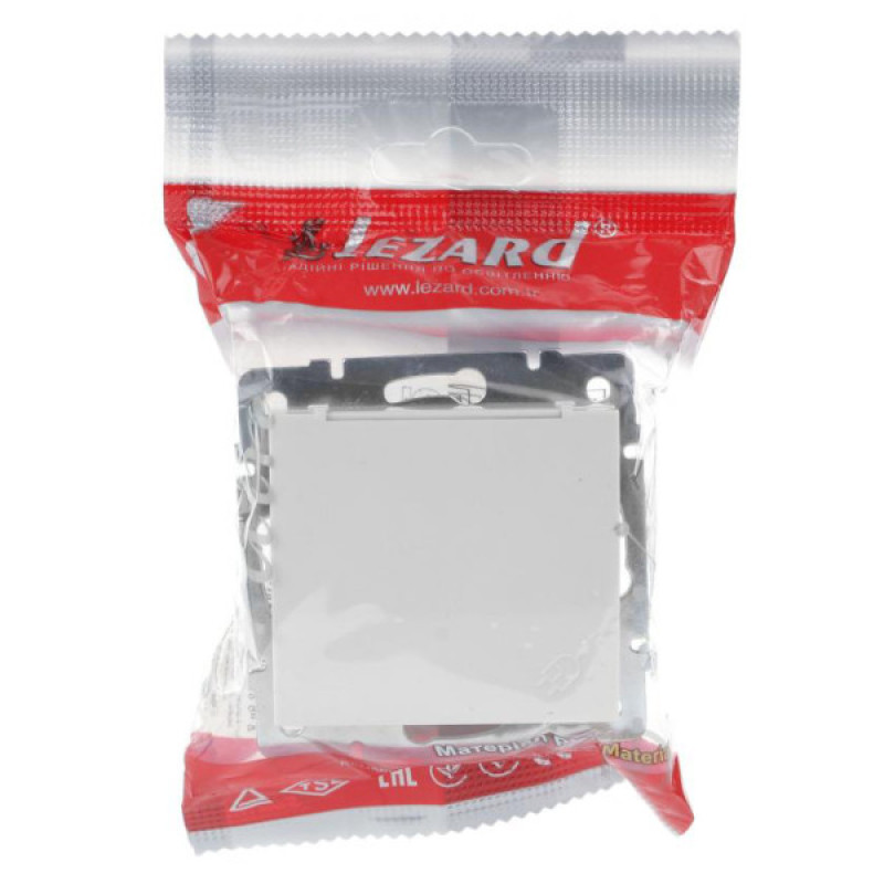 Розетка Lezard Rain (703-0288-123B) с крышкой с з/к ПБТ (белая)