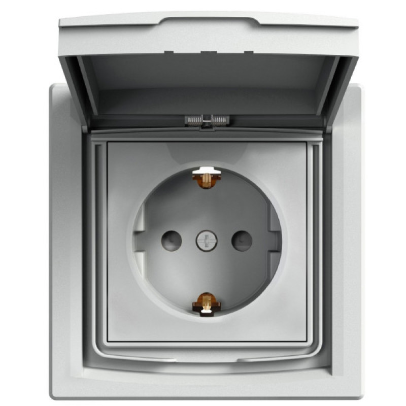 Розетка Schneider Electric Asfora EPH3100361 с заземлением и с шторками (алюминий)