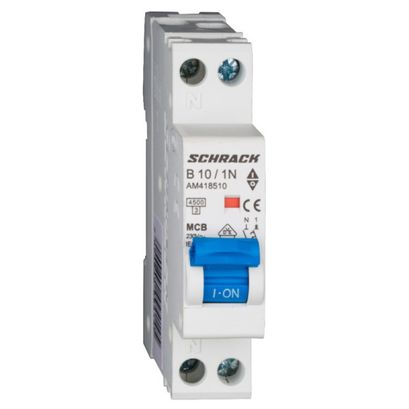 Автоматический выключатель Schrack AM418510 4,5кА 10А 1P+N х-ка B