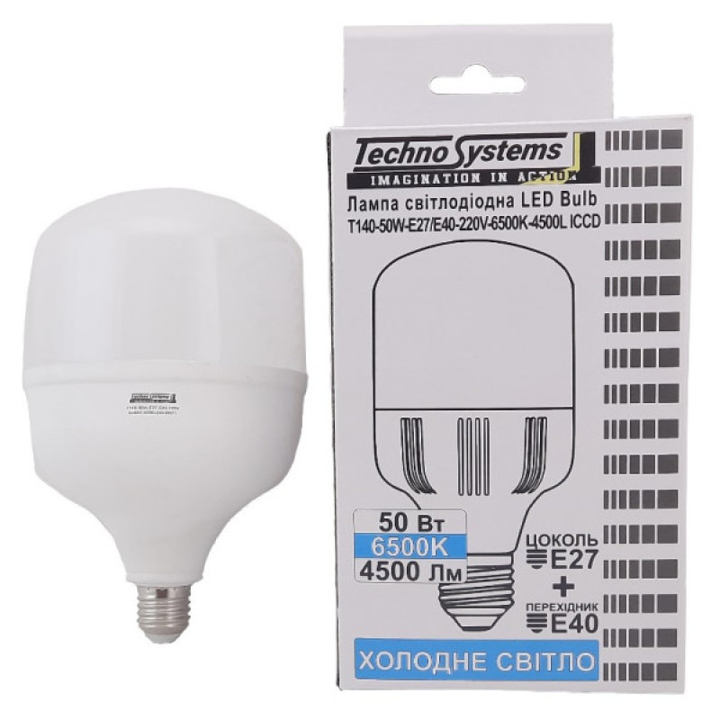 Світлодіодна лампа TNSy LED Cable Electro-T140-50W-E27-E40-220V-6500K-5250L GOLDEN (TNSy5000046)