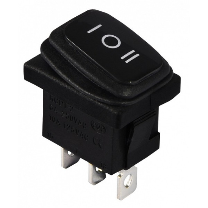 Перекидной переключатель Аско-Укрем KCD1-2-103W B/B (I-0-II) IP65 черный (A0140040058)