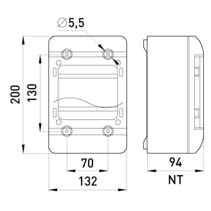 Навісний пластиковий корпус E.Next NT 5-модульний IP55 (6661-205)