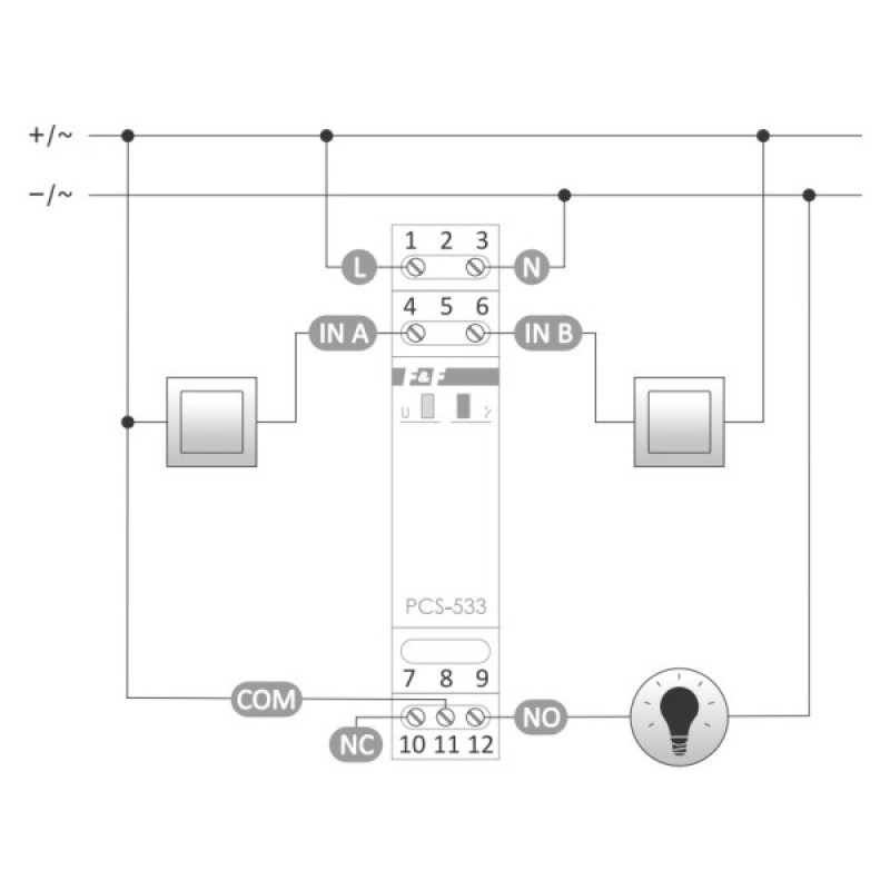 Електронне реле часу F&F PCS-533UNI 9-264В AC/DC 16А