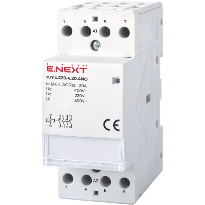 Контактор 4р 20А 4NO 220В; e.mc.220.4.20.4NO E.Next