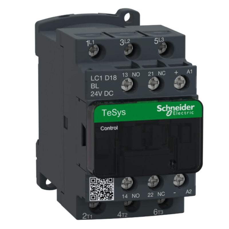 Контактор Schneider Electric LC1D18BL 3Р 18A НО+НЗ 24В DC (2,4Вт расширенный)