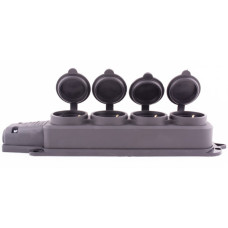 Каучукова чотиримісна колодка E.Next e.socket.rubber.029.4.16 16А із заземленням та захисною кришкою (s9100039)