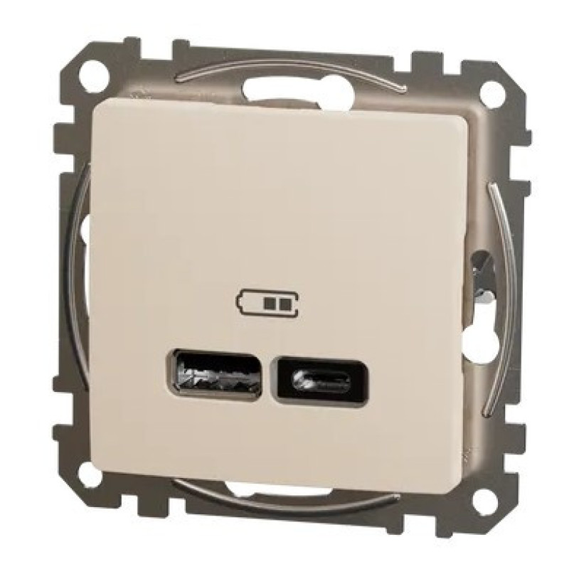 USB-розетка Schneider Electric Sedna Design & Elements A+C 2,4A бежевая SDD112402