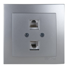 Розетка Nilson Touran серебро компьютерная 2-я CAT5e RJ45 ( 24131046 )