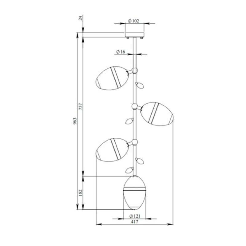 Люстра Pikart 35176-1 Burgeon 1 E14 4x60W IP20 белая