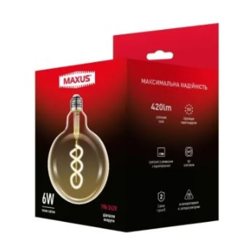 Филаментная лампа Maxus G125 FM 220Вт E27 Golden Deco (1-MFM-7125)