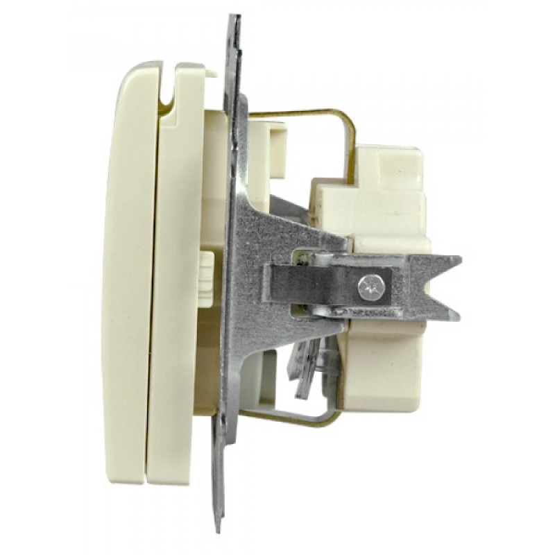 Розетка ABB Basic 55 20 EUK-92-507 с заземлением и крышкой (слоновая кость)