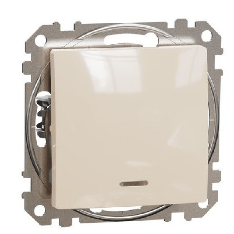 Перехресний перемикач Schneider Electric Sedna Design & Elements з підсвіткою бежевий SDD112107L