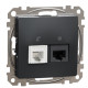 Телефонная/компьютерная розетка Schneider Electric Sedna Design & Elements RJ11+RJ45 кат. 6 UTP черная SDD114468