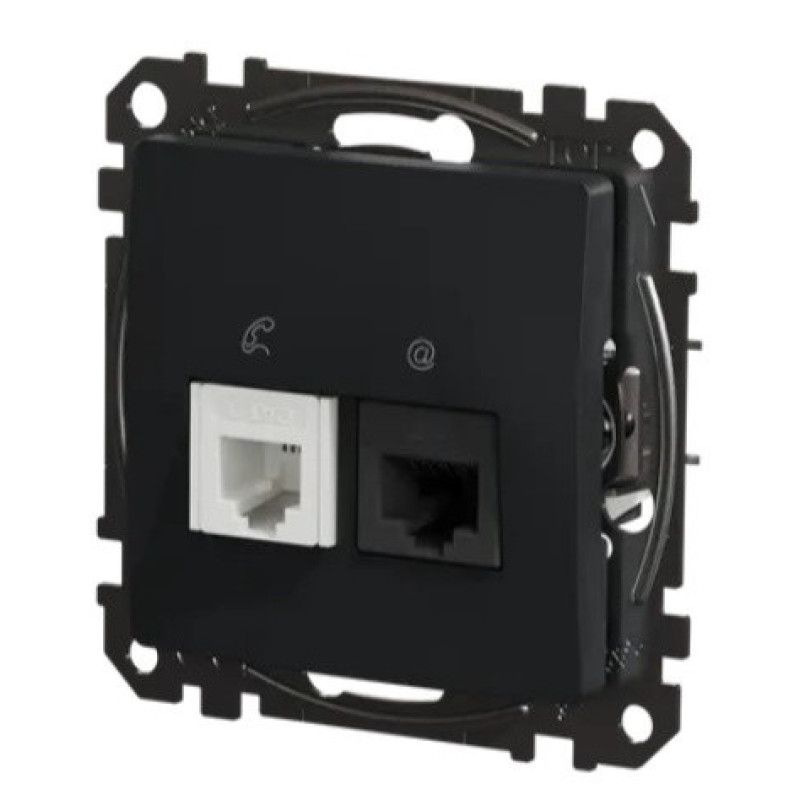 Телефонная/компьютерная розетка Schneider Electric Sedna Design & Elements RJ11+RJ45 кат. 6 UTP черная SDD114468