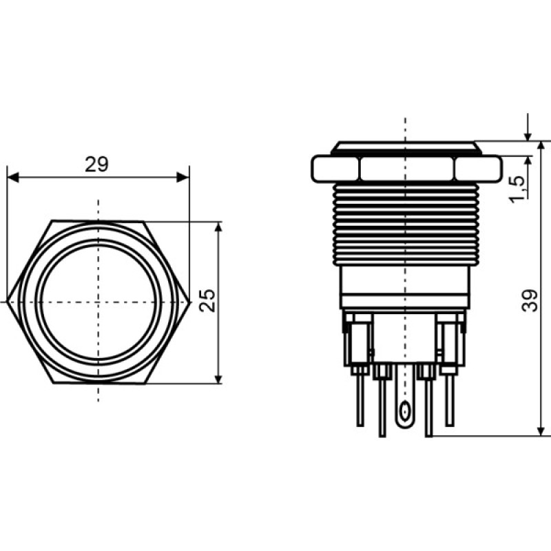 Кнопка Аско-Укрем TYJ 22-271 1NO+1NC 220В с подсветкой желтая (A0140010131)
