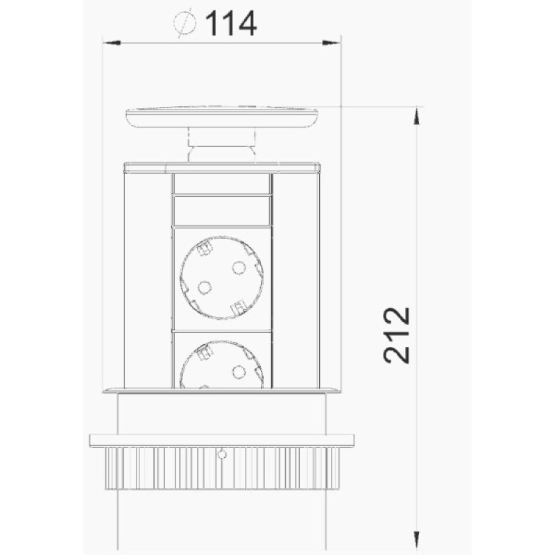 Анодированный выдвижной блок OBO Bettermann (6116854) на 2 места 2р+E 250V AC кабель 3м