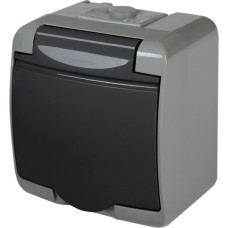 Розетка одноместная Eti Hermetics RHE-1s-SRG с з/к IP54 серая/графитовая крышка (4668106)