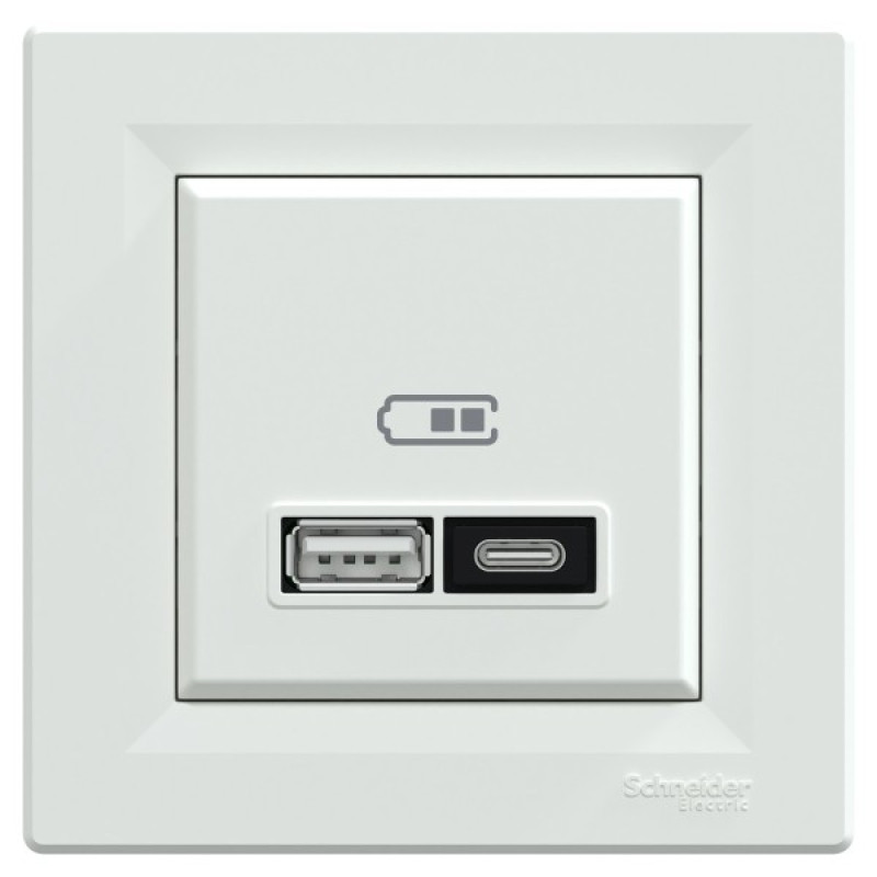 USB розетка Schneider Electric Asfora EPH2700521 тип A+C, 21Вт 3A белая