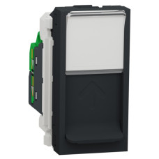Одинарная компьютерная розетка Schneider Electric NU341054 RJ45 cat.5e UTP с полем для надписи 1М (антрацит)