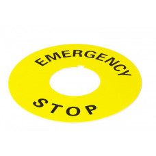 Табличка маркувальна EMERGENCY STOP жовта кругла для кнопок XB2 Аско-Укрем (A0140010073)