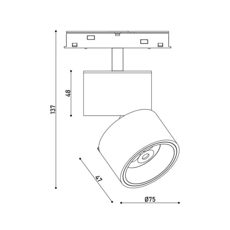 Магнитный трековый светильник Kloodi KDMG-SPLIT75 9W 4K BK LED 720Lm IP20 черный