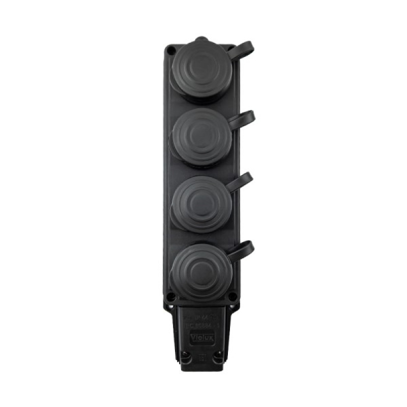 Колодка Violux каучук настенная 4-ная без заземления с крышкой IP44 ( 930720 )