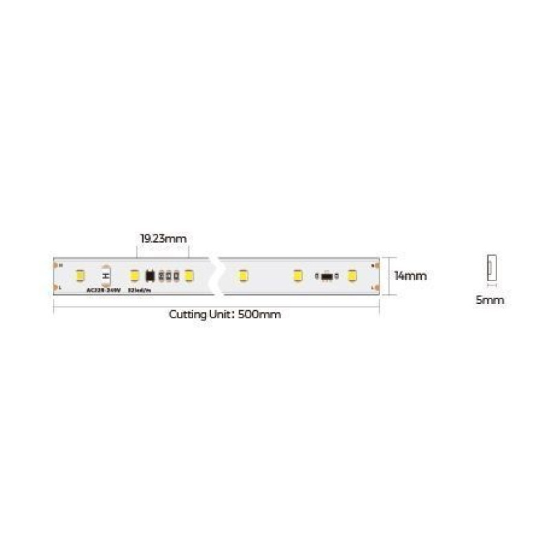 LED лента COLORS 52-2835-230V-IP65 5.3W 450Lm 2850K 50м (H852-230V-12mm-WW)