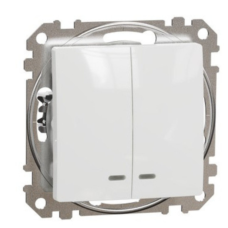 Двухклавишный выключатель Schneider Electric Sedna Design & Elements с подсветкой белый SDD111105L