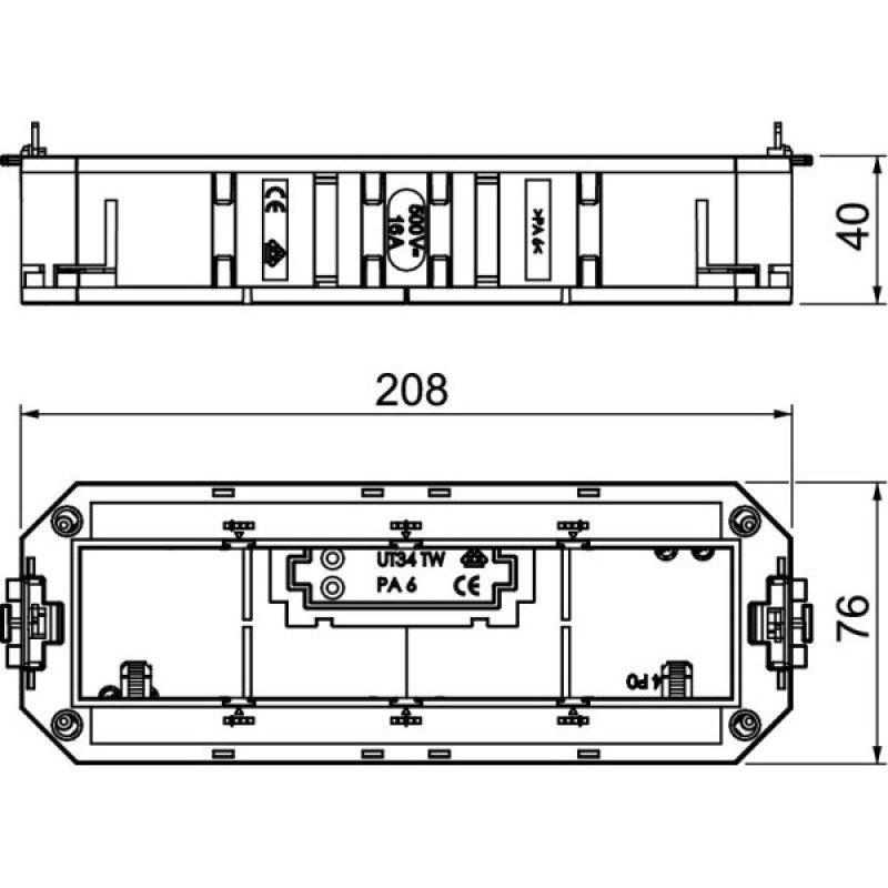 Суппорт для напольной коробки OBO Bettermann (7408727) UT4 под установку 4x modul45 L = 208мм для напольной коробки