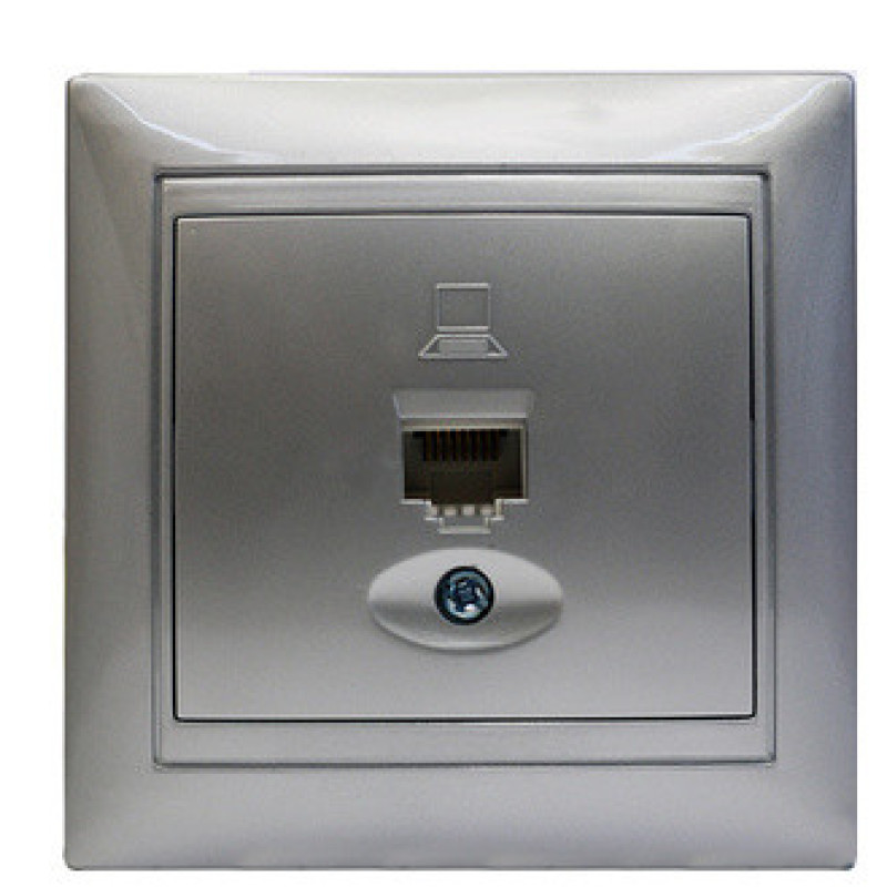Компьютерная розетка Elcor Emily 9215 (211584) RJ45 Cat5e 125 МГц неэкранированная (серый металлик)
