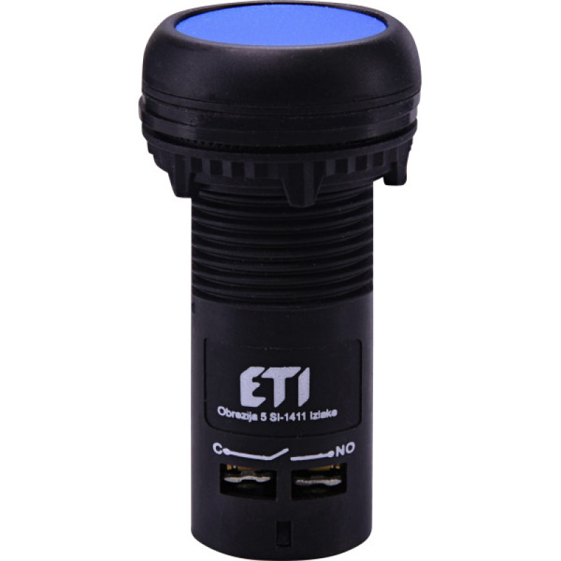 Моноблочна втоплена кнопка ETI 004771474 ECF-11-B (1NO+1NC синя)