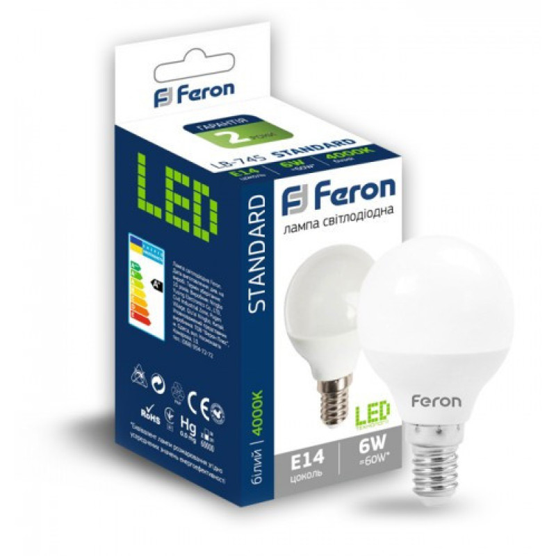 Светодиодная лампа Feron 5029 LB-745 6Вт 4000К P45 Е14