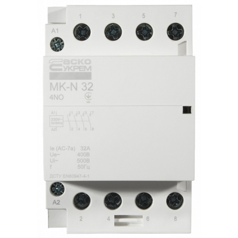 Модульний контактор Аско-Укрем MK-N 4P 32A 4NO (A0040030032)