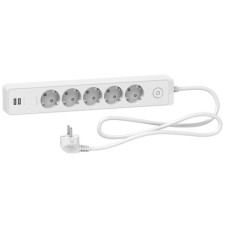 Подовжувач Schneider Electric ST945U1W на 5 гнізд та 2хUSB (1,5м) білий