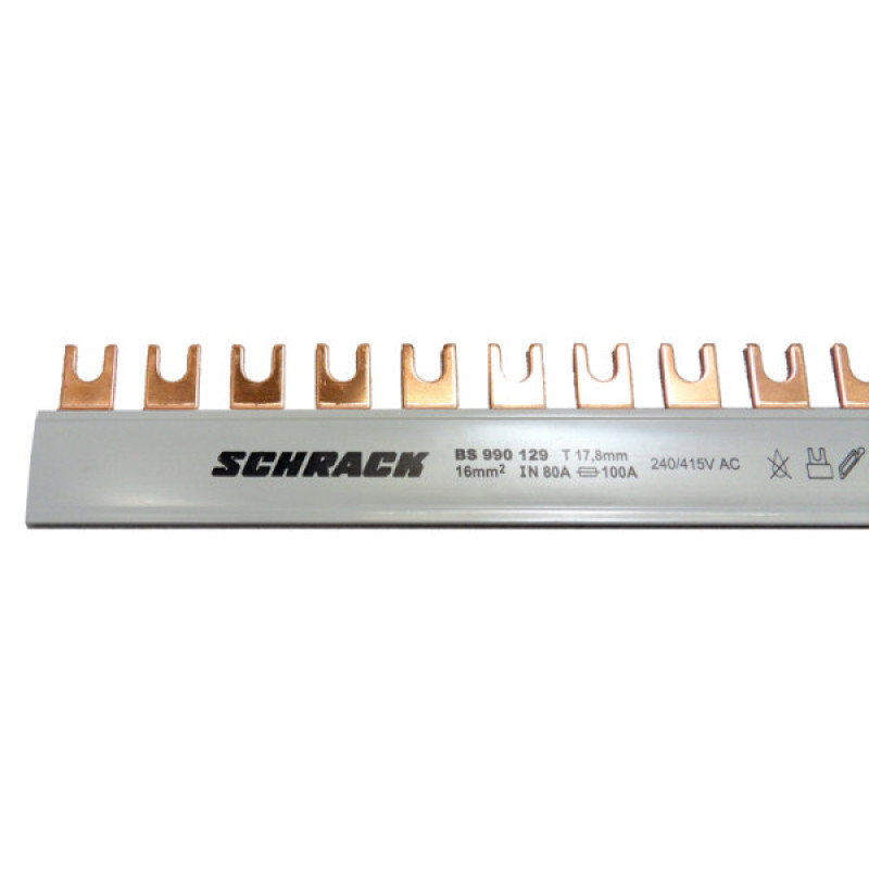 Шина з U-подібними висновками Schrack BS990129 16мм² 1 метр для збирання L1+L3