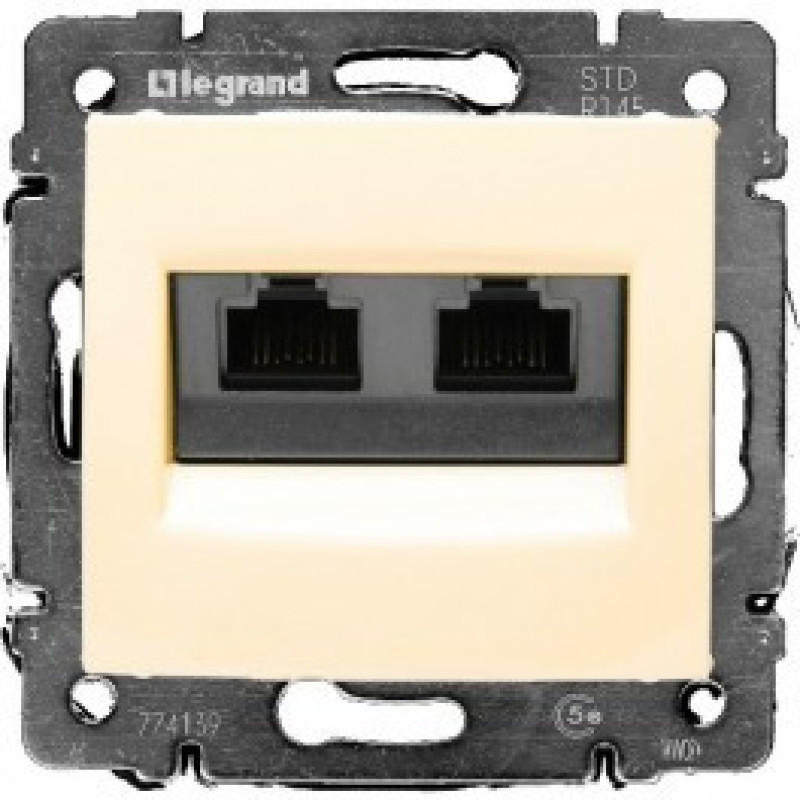 Механизм розетки компьютерной 2xRJ-45 UTP Cat.5e Valena без захватов слоновая кость