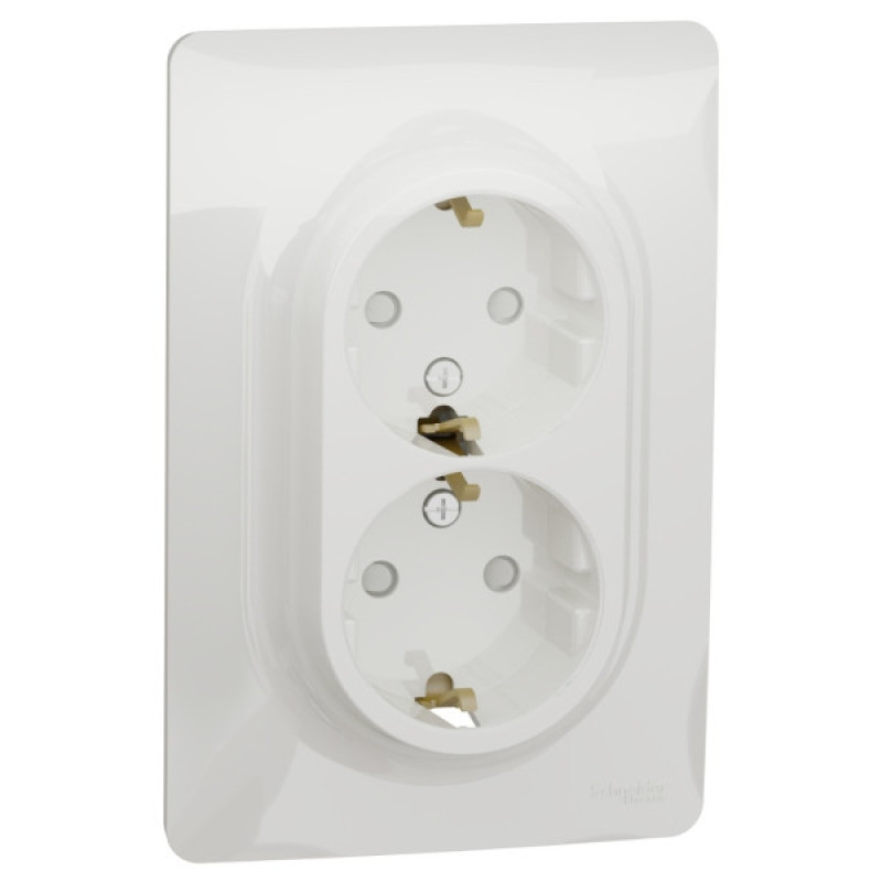 Двойная розетка Schneider Electric NU206718 (винтовой зажим) (алюминий)