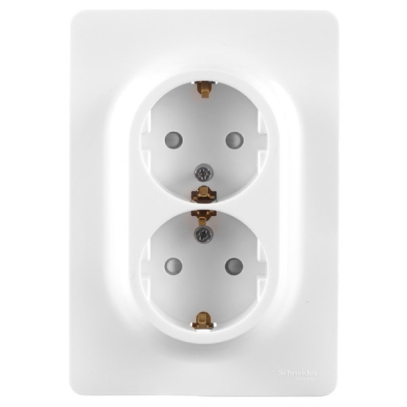 Двойная розетка Schneider Electric NU206718 (винтовой зажим) (алюминий)