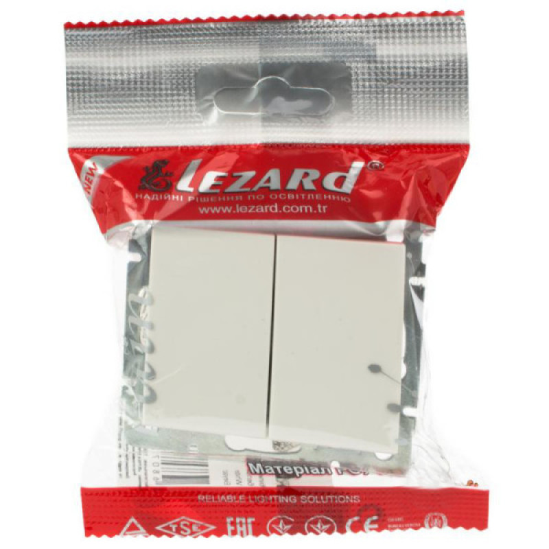 Двойной выключатель Lezard Rain (703-0288-101) (белый)