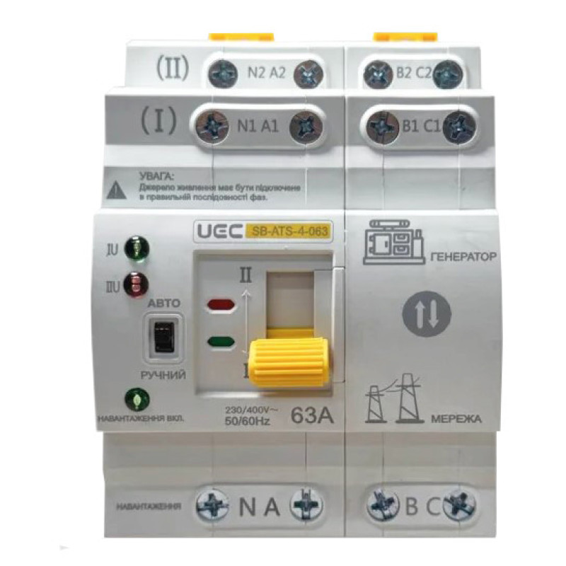 Реле автоматического включения резерва UEC SB-ATS-4-063-UEC 4P 63A (AVR-4-063)