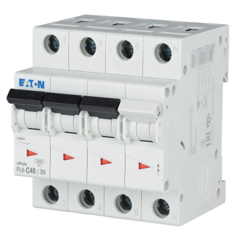 Автоматический выключатель Eaton PL6-C40/3N 6кА 40A
