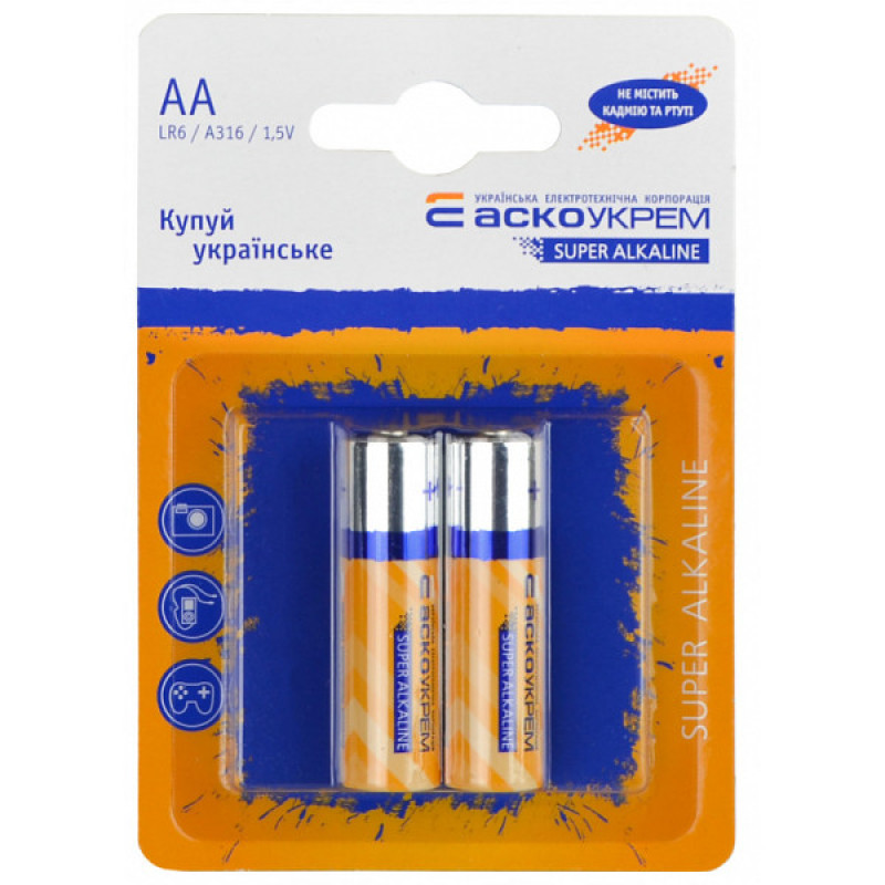 Батарейка щелочная Аско-Укрем AА.LR6.BL2 (блистер 2шт)