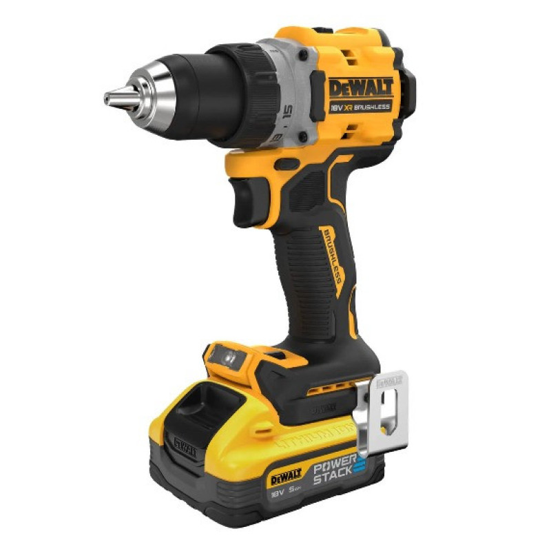 Бесщеточная дрель-шуруповерт DeWALT DCD800H2T XR Li-Ion PowerStack 18В 5Ач 90Нм патрон 13мм