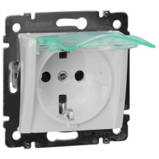 Механизм розетки с з/к и крышкой Valena IP44 белый