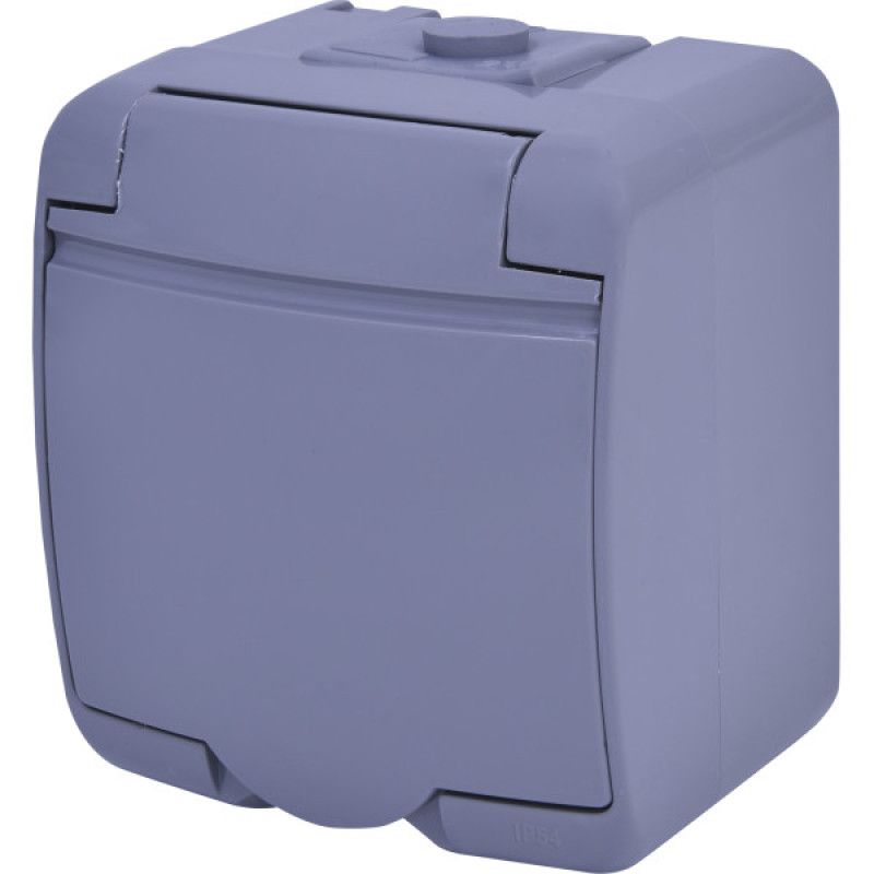 Розетка одноместная Eti Hermetics RHE-1s-SR с з/к IP54 серая (4668070)