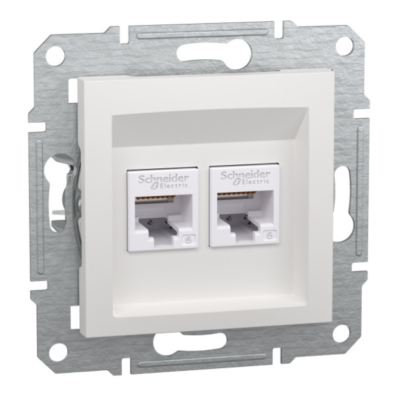 Компьютерная розетка RJ45 двойная UTP cat.6 Schneider Electric Asfora без рамки белая (EPH4870121)
